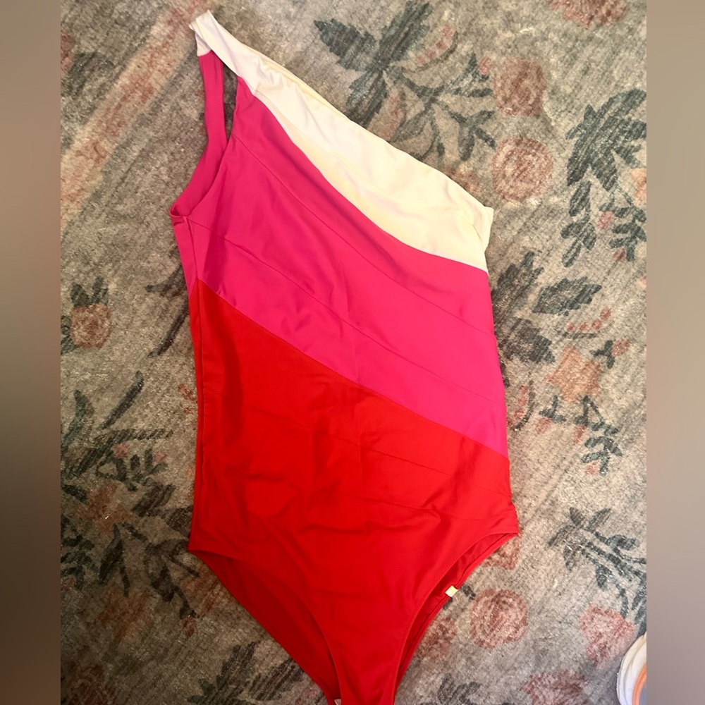 Summersalt Long Torso 14L Sidestroke Lava & Hibiscus & White Sand EUC 14